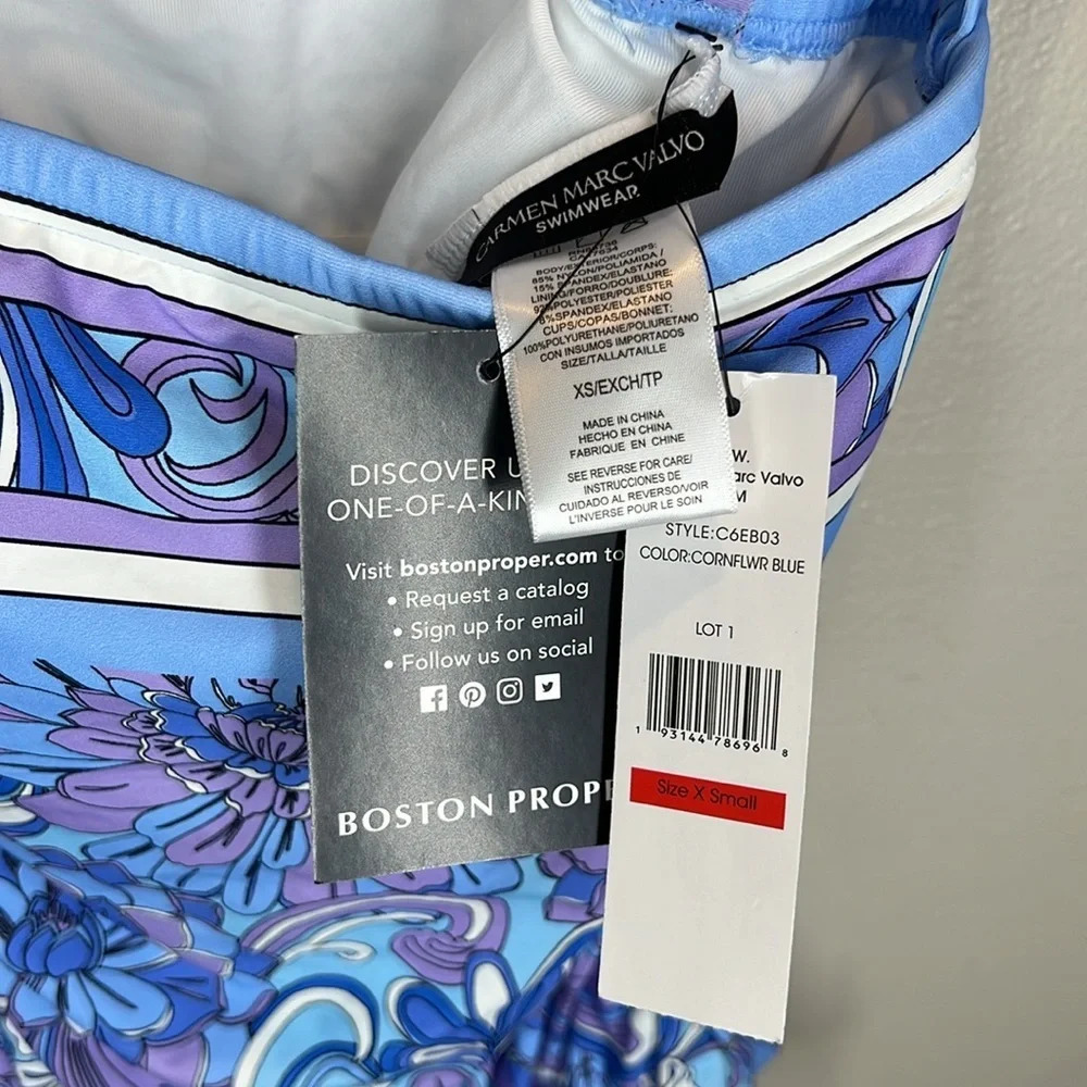 {Carmen Marc Valvo} "Swim Sense Exploded Blooms" Square Neck Tankini Swim Top - Picture 6 of 6